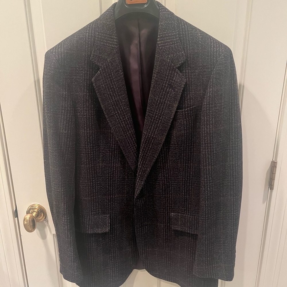 Austin Reed 40L Gray/Black Check Tweed Wool Sport Coat